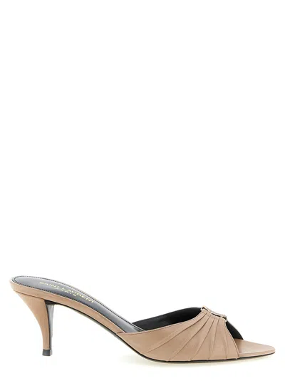 Saint Laurent Babylone Mules Pointed Peep Toe Stiletto In Multi