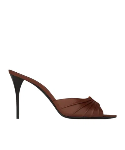 Saint Laurent Babylone Mules In Smooth Leather In Brown