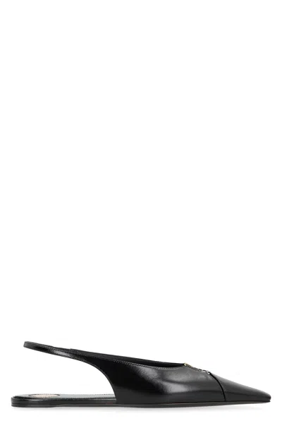 Saint Laurent Babylone Pointy-toe Slingback Ballet Flats In Black