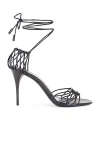 Saint Laurent 90mm Babylone Cassandre-plaque Leather Sandals In Black