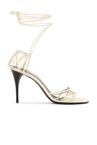 Saint Laurent Babylone 90 Leather Strappy Sandals In Cream