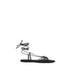 Saint Laurent Black Sandals With Cassandre Logo And Laces Around The Ankle In Leather Woman