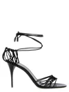 Saint Laurent 90mm Babylone Cassandre-plaque Leather Sandals In Black