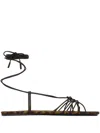 Saint Laurent Ankle Strap Babylone Flat Sandals Shoes In Brown