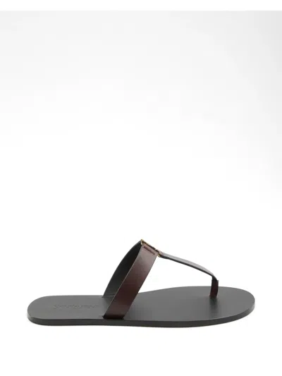 Saint Laurent Babylone Leather Sandals In Black