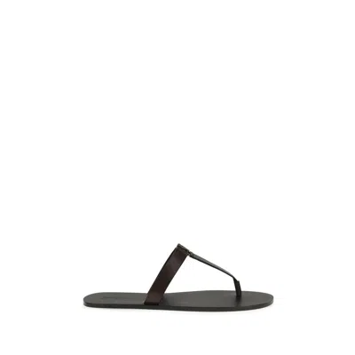 Saint Laurent Babylone Leather Flip Flop Sandals In Black