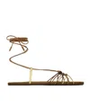 Saint Laurent Babylone Sandals In Smooth And Metallic Leather In Brown