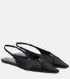 Saint Laurent Babylone Leather Slingback Ballets In Schwarz