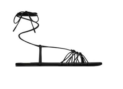 Saint Laurent Babylone Satin Sandals In Black