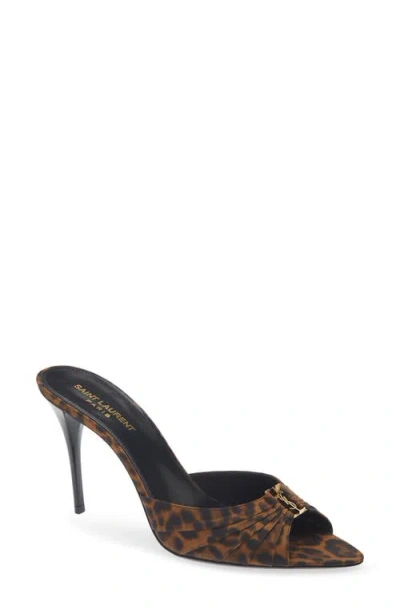 Saint Laurent Babylone Slide Sandal In Brown