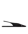 Saint Laurent Babylone Leather Slingback Ballets In Black