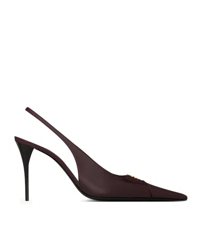 Saint Laurent Babylone Breteuil Leather Slingback Pumps In Burgundy