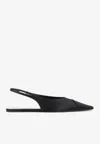 Saint Laurent Babylone Leather Slingback Ballets In Nero