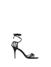 Saint Laurent 90mm Babylone Cassandre-plaque Leather Sandals In Black