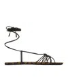 Saint Laurent Ankle Strap Babylone Flat Sandals Shoes In Brown