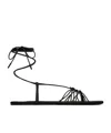 Saint Laurent Black Sandals With Cassandre Logo And Laces Around The Ankle In Leather Woman In Black