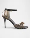 Saint Laurent Babylone Strappy Chain Ysl Stiletto Sandals In Nero