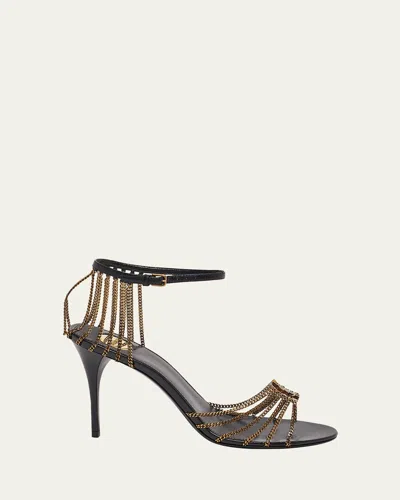 SAINT LAURENT BABYLONE STRAPPY CHAIN YSL STILETTO SANDALS