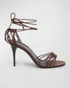 SAINT LAURENT BABYLONE STRAPPY YSL ANKLE-TIE SANDALS