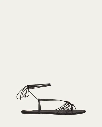 SAINT LAURENT BABYLONE STRAPPY YSL ANKLE-TIE SANDALS