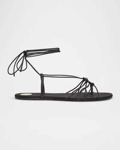 SAINT LAURENT BABYLONE STRAPPY YSL ANKLE-TIE SANDALS