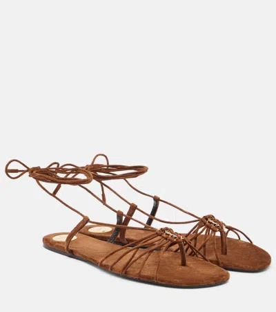Saint Laurent Babylone Suede Sandals In Brown