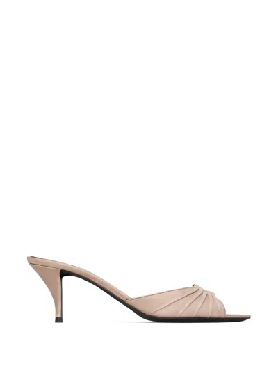 Saint Laurent Babylone Twisted-detail Leather Sandals In Neutral