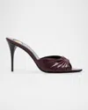 Saint Laurent Babylone Embellished Gathered Glossed-leather Mules In Bordeaux