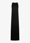 Saint Laurent Women Crepe Satin Dress In Black