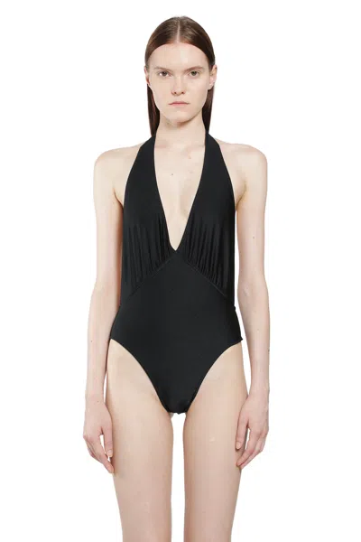 Saint Laurent Backless Halter Swimsuit In Black