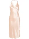 Saint Laurent Backless Silk Slip Dress In 中性色