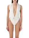 Saint Laurent Nylon Blend One Piece Swimsuit In Neutrals