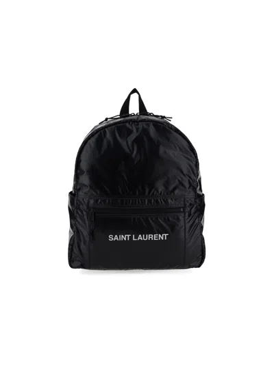 Saint Laurent Nuxx Logo Printed Backpack In Black