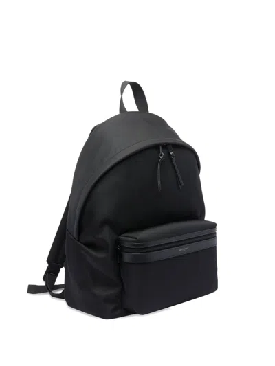 Saint Laurent Backpack With Leather Shell In Black