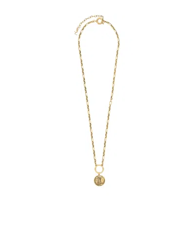 Saint Laurent Cassandre Medallion Necklace In Gold