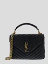 Saint Laurent College Medium Ysl Matelasse Lambskin V-flap Crossbody Bag With Golden Hardware