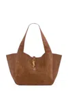 Saint Laurent Bea Caramel Colorued Suede Leather Tote Bag In Brown