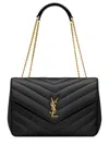 Saint Laurent Large Chevron Quilted Bag With Chain Strap In Black