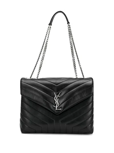 Saint Laurent Medium Loulou Quilted Leather Crossbody Bag In Black