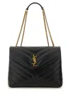Saint Laurent Black Nappa Leather Large Loulou Shoulder Bag In Black