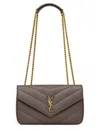 Saint Laurent Chevron Quilted Shoulder Bag With Chain Strap In Neutral