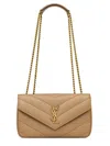 Saint Laurent Small Leather Loulou Shoulder Bag In Nude