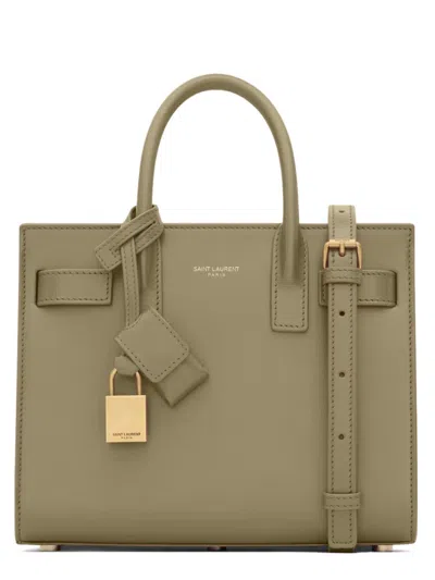 Saint Laurent Sac De Jour Nano Top-handle Bag In Smooth Leather In Green