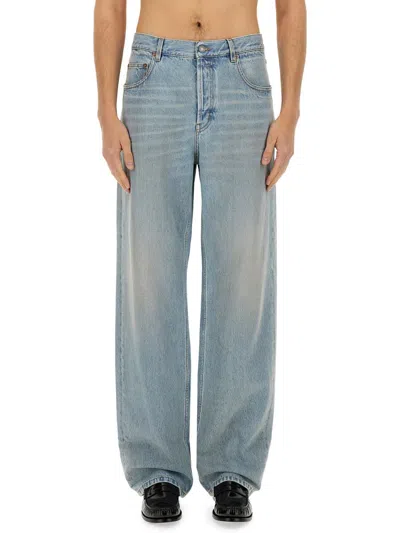 Saint Laurent Baggy Denim Jeans In Blue