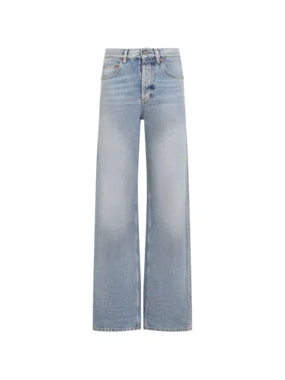 Saint Laurent Baggy Denim Jeans In Transparent