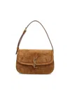 Saint Laurent Solferino Suede Leather Shoulder Bag In Brown