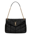 Saint Laurent Medium Loulou Puffer Quilted-logo Shoulder Bag In Black