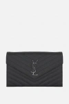 Saint Laurent Monogramme Quilted Leather Wallet On A Chain In Black