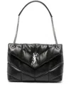 Saint Laurent Medium Loulou Puffer Chevron-logo Shoulder Bag In Black