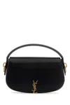 Saint Laurent Logo Plaque Foldover Top Mini Clutch Bag In Black